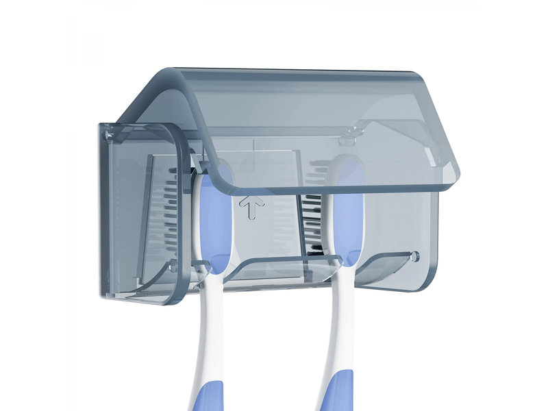  Organiseur de rangement mural pour brosse à dents avec couvercle, 2 emplacements pour brosse à dents, support mural autocollant pour douche  - Conforama A