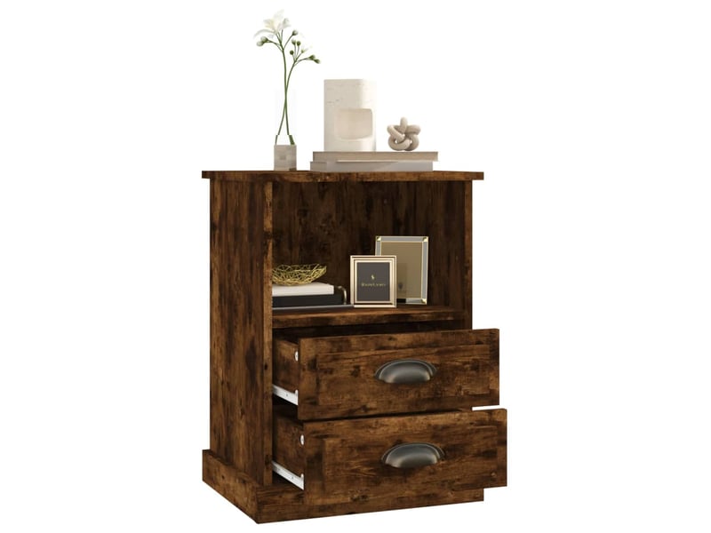  Lot de 2 tables de chevet - cabinet de chevet - table de nuit chêne fumé 43x36x60 cm  - Conforama D