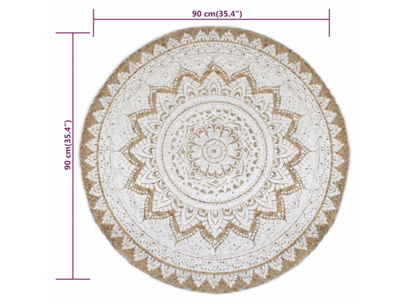  Tapis jute tressé imprimé 90 cm rond - comfortxl 245339 - Conforama E