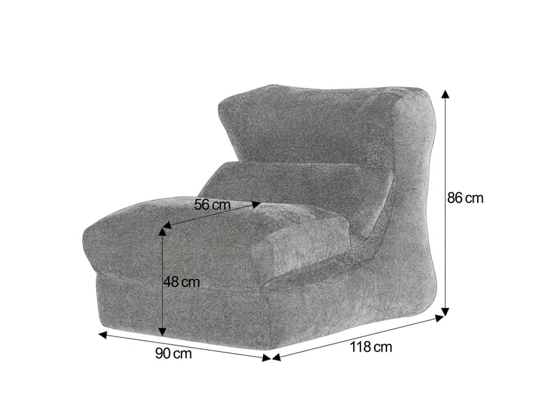  Canapé sans armature fauteuil paresseux vert convertible en chaise longue 90x118x86 cm  - Conforama E