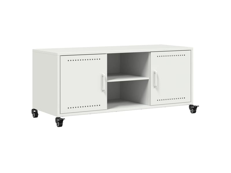  Meuble tv - banc tv - meuble de rangement blanc 100,5x39x43,5 cm acier  - Conforama A