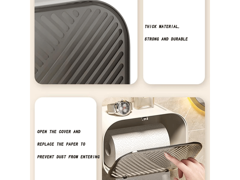  Couvercle de boîte à mouchoirs, boîte à mouchoirs murale, support de rangement pour rouleau de papier (blanc)  - Conforama C