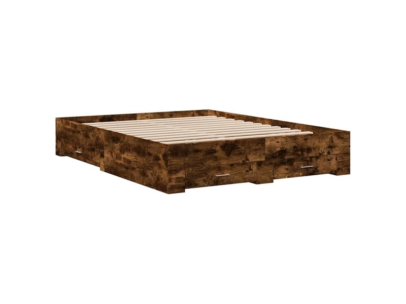  Lit double- lit adulte -  cadre de lit avec tiroirs sans matelas chêne fumé 150x200 cm  - Conforama B