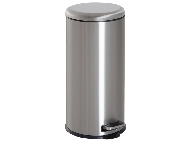  Poubelle à pédale 30 l ø29,2 x h62,9 cm – argent – couvercle à fermeture douce et seau intérieur amovible  - Conforama A