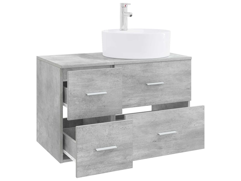 Ensemble de mobilier de salle de bain 2 pc gris béton cf64144  - Conforama C