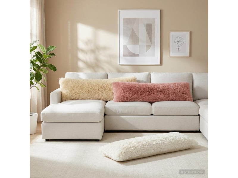  Coussin avec oreiller, coussin décoratifs heerlen blanc 40 x 145 cm fleece pv cf50956  - Conforama B