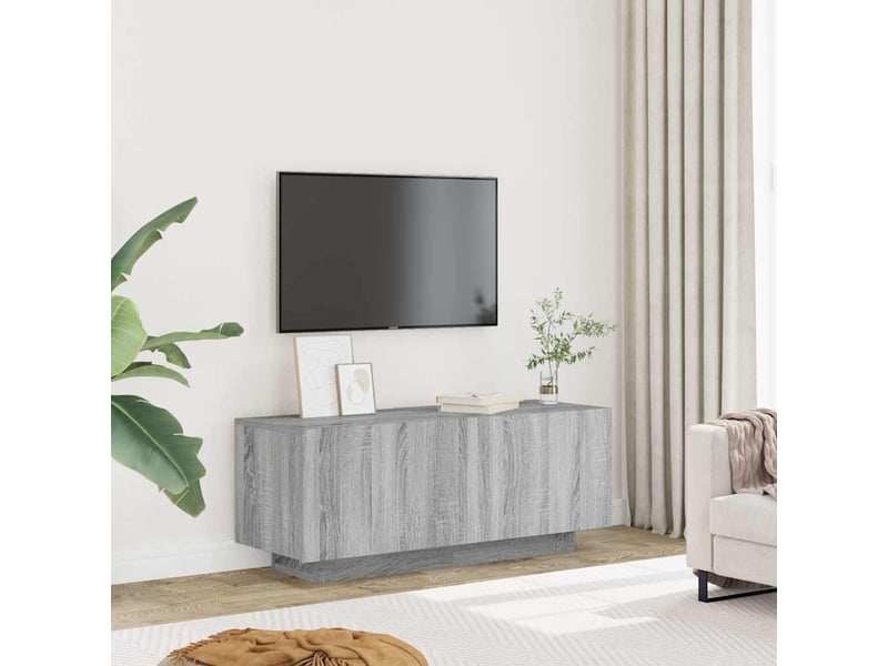  Meuble tv - banc tv - meuble de rangement sonoma gris 100x35x40 cm bois d'ingénierie  - Conforama C