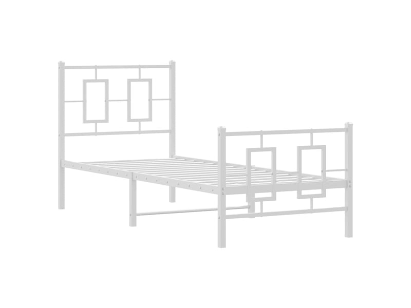  Lit simple- lit adulte -  cadre de lit métal sans matelas avec pied de lit blanc 80x200cm  - Conforama B