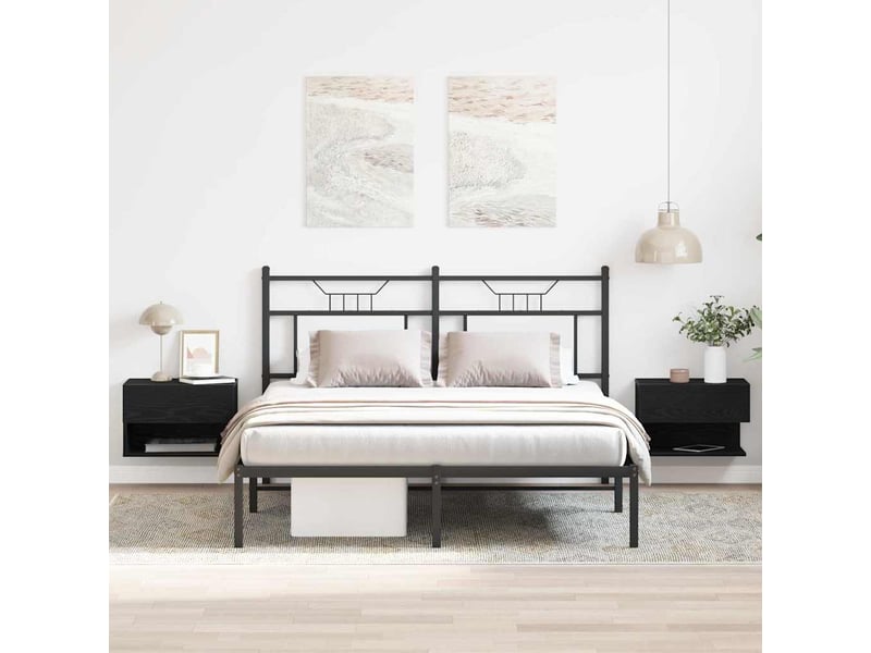 Table de chevet avec tiroir 2 pièces chêne noir 46 x 30 x 30 cm - Conforama B