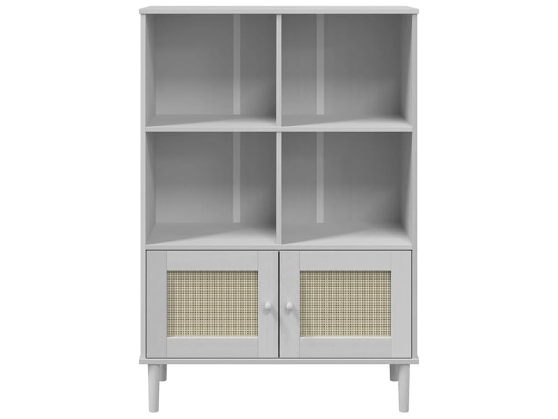  Bibliothèque salon senja aspect de rotin blanc bois massif de pin shl9853  - Conforama E