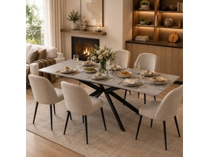 Table à manger, forme rectangulaire, extensible, coloris noir et gris, pour maison et appartement, mobilier fonctionnel pour intérieur