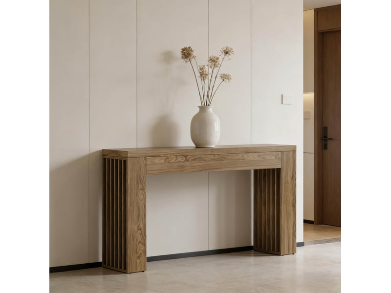  Table basse 150 x 30 x 80 cm marron en mdf, style campagne, console pour entrée et salon avec espace décoratif  - Conforama D
