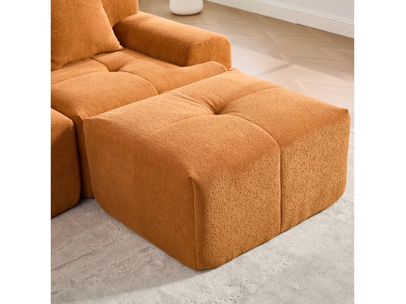  Canapé nuage moderne d'angle modulaire en l 268x102x78 cm, 3 places, 4 modules, sans montage, mousse à mémoire de forme compressée, tissu orange  - Conforama D