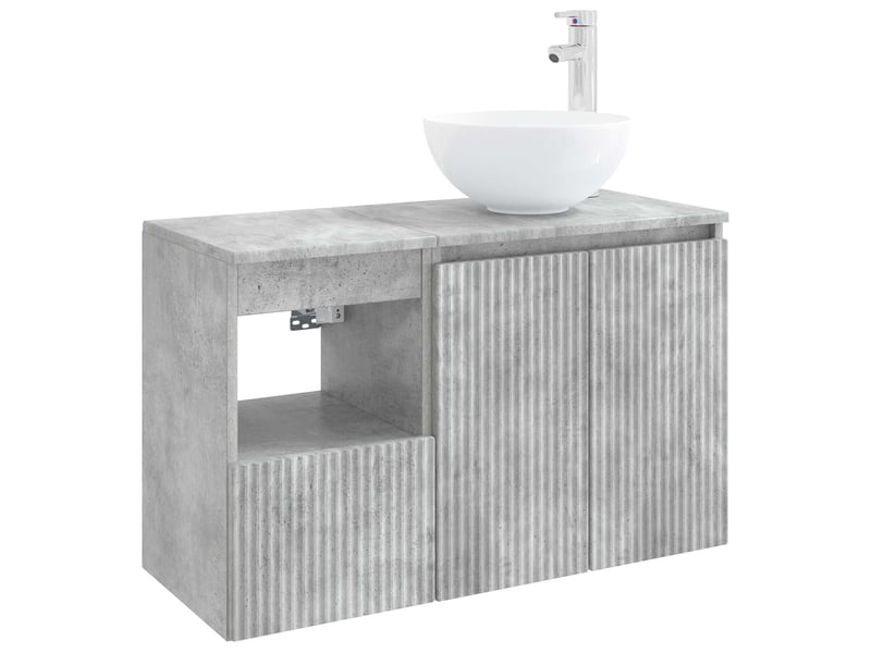  Ensemble de mobilier de salle de bain 2 pc gris béton cf64149  - Conforama A
