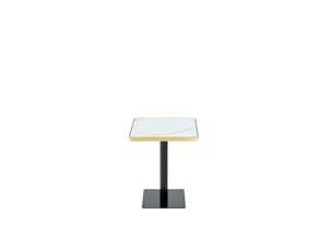 Table à manger carrée 60 x 60 cm plateau effet marbre blanc et métal
