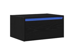 Table de chevet - cabinet de chevet - table de nuit murale avec lumières led chêne noir