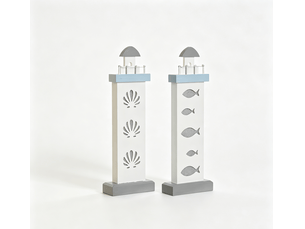 Figurine décorative phare dkd home decor bleu blanc 40 cm 2 unités