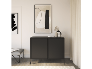 Buffet 2 porte(s)  0 tiroir(s) <strong>SELSEY</strong> <strong>Velveto</strong> - 100 cm coloris noir 