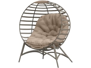 Fauteuil papasan, chaise de jardin, fauteuil en osier avec coussin, fauteuil lounge ovale, pliable, 118 x 77 x 139 cm
