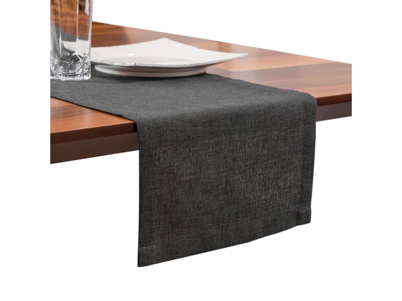 Chemin de table élégant - 40x160 cm - effet lin déperlant et imperméable - gris foncé - Conforama A