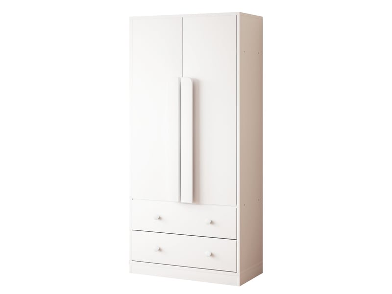  Armoire à vêtements 70 x 40 x 170 cm double ouverture tiroirs et compartiments de rangement grand compartiment intérieur panneaux écologiques durables finition blanche lisse facile à nettoyer  - Conforama E