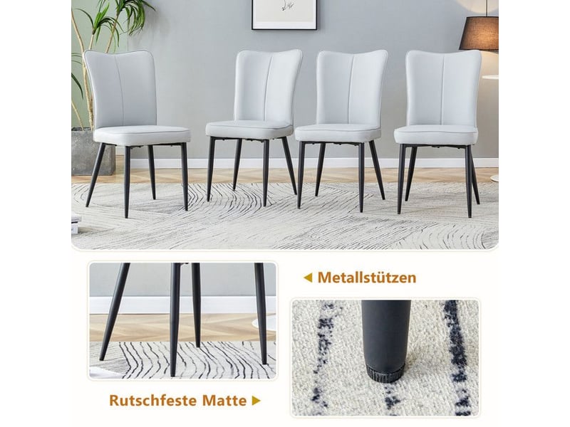  Ensemble de table à manger - 160 cm - 6 chaises - rangement intégré - marron et noir - gris clair  - Conforama D