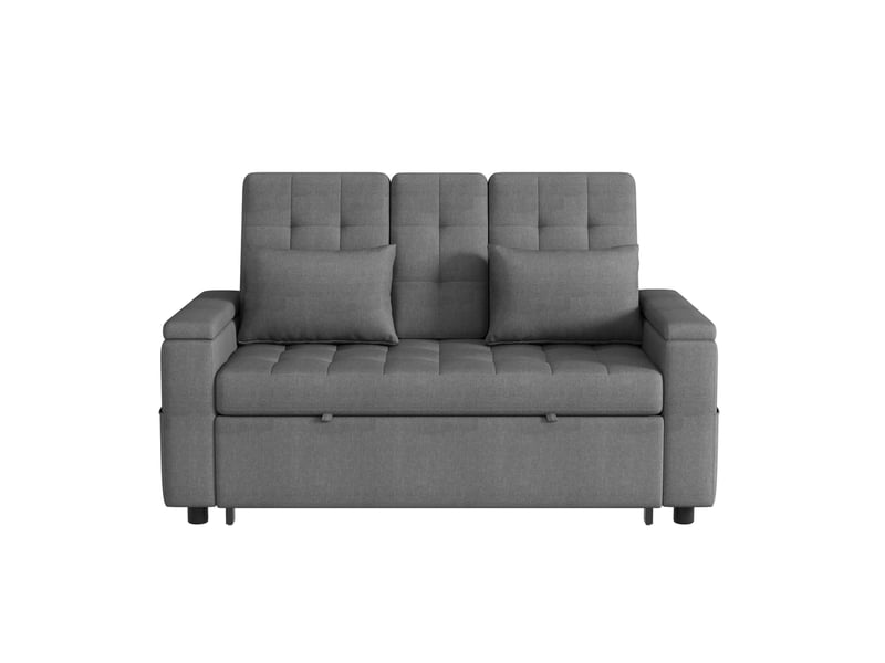 Canapé convertible 2 places gris avec rangement et dossier réglable - Conforama A