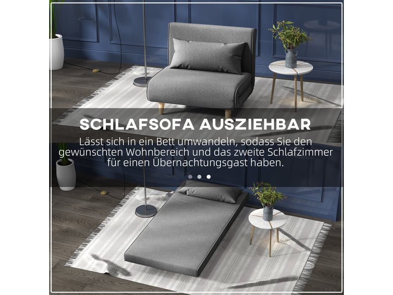  Canapé convertible, canapé-lit — dossier réglable, gris, 1 place, 95 x 95 x 80 cm  - Conforama D