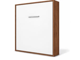 Lit escamotable vertical kola – seulement 34,5cm de profondeur, le confort d’un vrai lit-avec matelas-160x200-cadre noyer-façade blanche