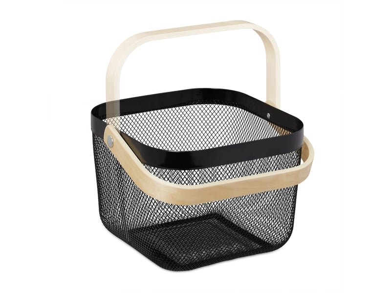  Lot de 2 paniers de rangement polyvalents salle de bain cuisine 17,5 x 26 x 24,5 cm en métal noir 13_0015997  - Conforama C