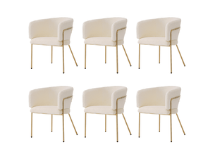 Lot de 6 chaises de salle à manger,57x57x77 cm,fausse fourrure,blanche