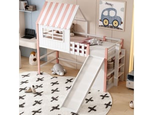 Lit mezzanine 90x200 cm SOGEU   coloris rose