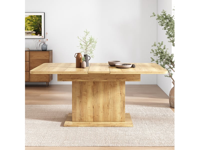 Table à manger extensible 110-130 x 70 cm avec rangement, coloris naturel - Conforama E