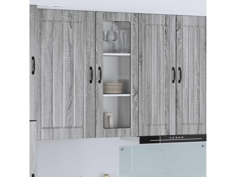  Meuble mural de cuisine, cabinet en verre mural sonoma gris 40x31x100cm  - Conforama B
