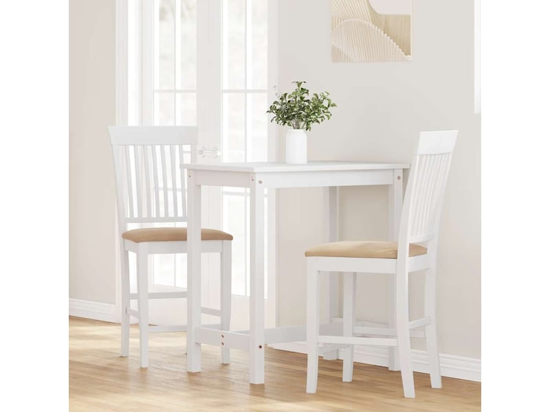  Lot de 2 tabouret de bar avec coussins en bois massif blanc et caoutchouc shl72679  - Conforama C