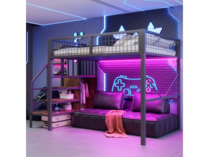 Lit mezzanine 140x200 cm <strong></strong>  <strong></strong> coloris noir