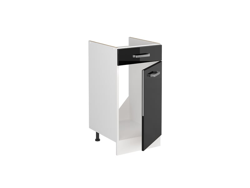  Vicco meuble bas sous-évier, noir haute brillanceblanc, 40cm plan de travail marbre  - Conforama C