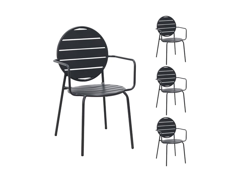  Lot de 4 fauteuils de jardin dossier rond en métal gris - baca  - Conforama A
