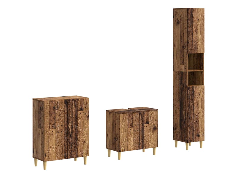  Ensemble de meuble de salle de bain 3 pièces delft bois ancien cf63373  - Conforama A