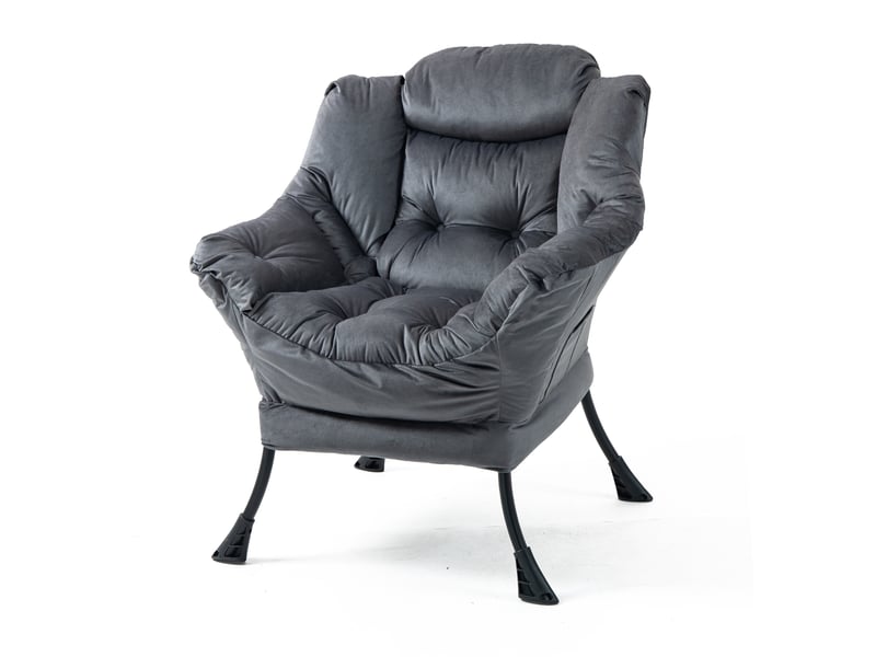  Fauteuil de relaxation 75x80x85 cm avec structure en métal et poche latérale métal gris foncé  - Conforama A