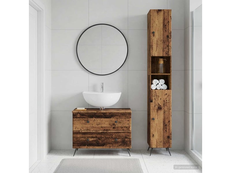 Ensemble de 2 meubles de salle de bain breda bois ancien cf63083 - Conforama B