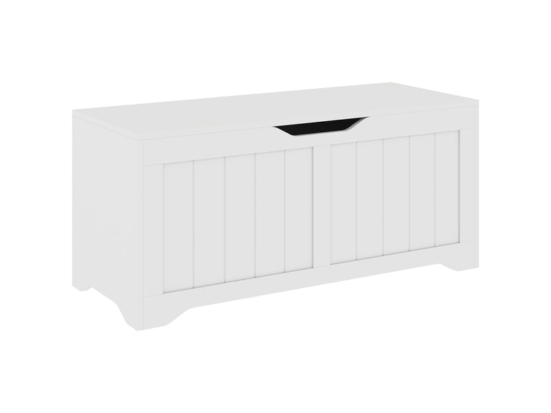  Banc de rangement d'une capacité de 136 litres, doté de 2 charnières de sécurité et sans poignée, 100 x 40 x 45 cm, blanc  - Conforama B