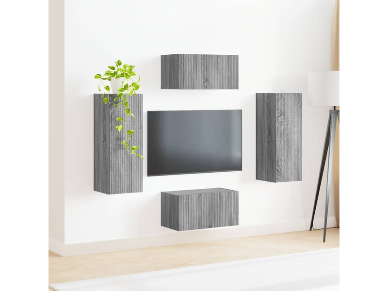  Ensemble meuble tv - banc tv - meuble de rangement 2 pcs gris sonoma bois d'ingénierie  - Conforama D