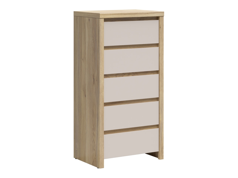  Chiffonnier 5 tiroirs meuble de rangement coloris chêne mauvellacachemire - longueur 56 x profondeur 40,5 x hauteur 112,5 cm  - Conforama A