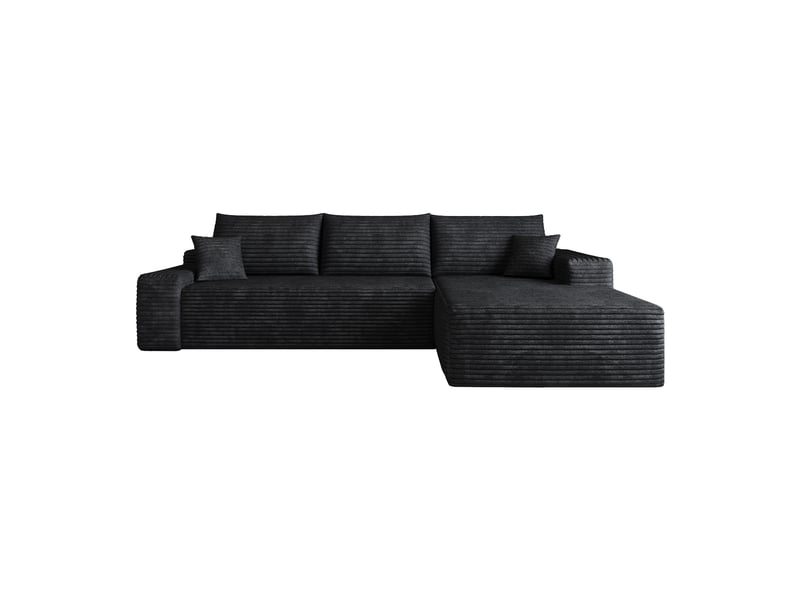 Canapé d'angle modulable noir 270 cm, canapé méridienne en l sans armature, assise profonde, sans montage - Conforama A