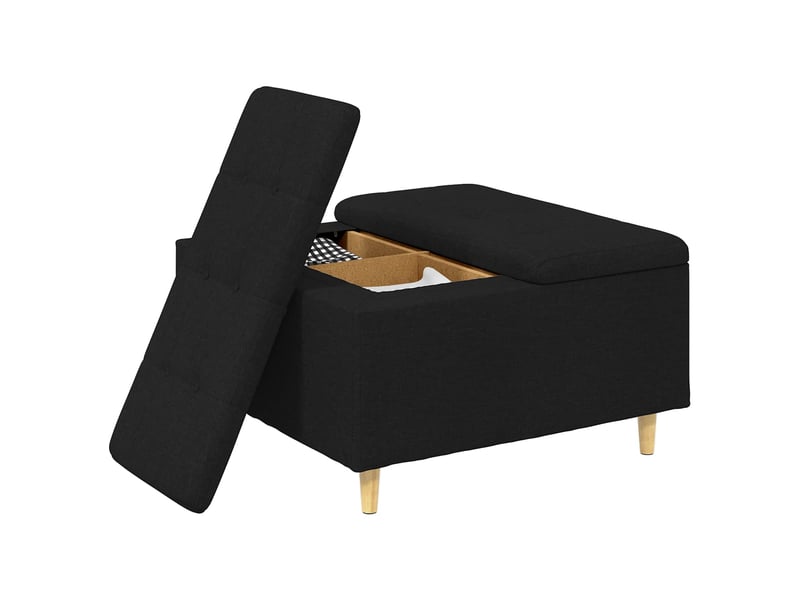  Ottoman, repose pied salon avec rangement noir 80x80x45 cm tissu  - Conforama C
