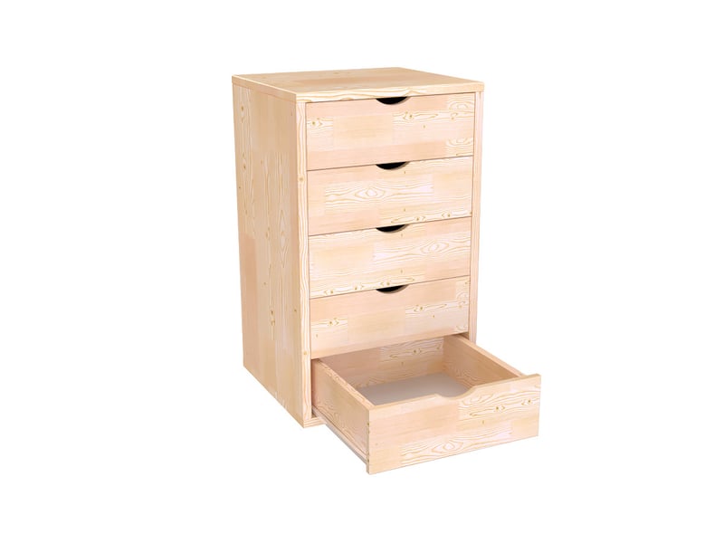  Caisson à tiroirs 5 en bois massif, vernis naturel BLOC5T-V - Conforama C