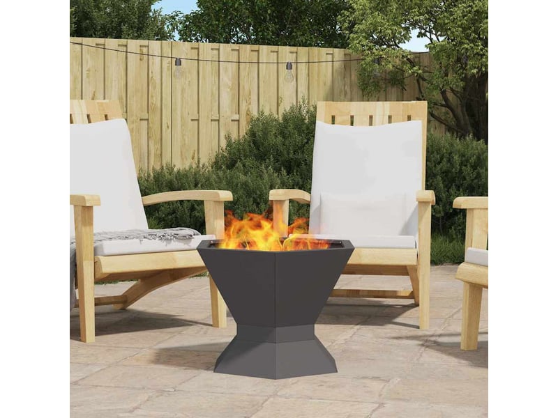  Brasero exterieur, foyer camping noir 50x50x40 cm acier patiné  - Conforama B