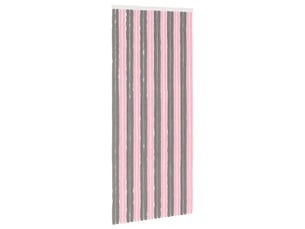 Rideau anti-insectes, moustiquaire en chenille gris argent et rose cf43433