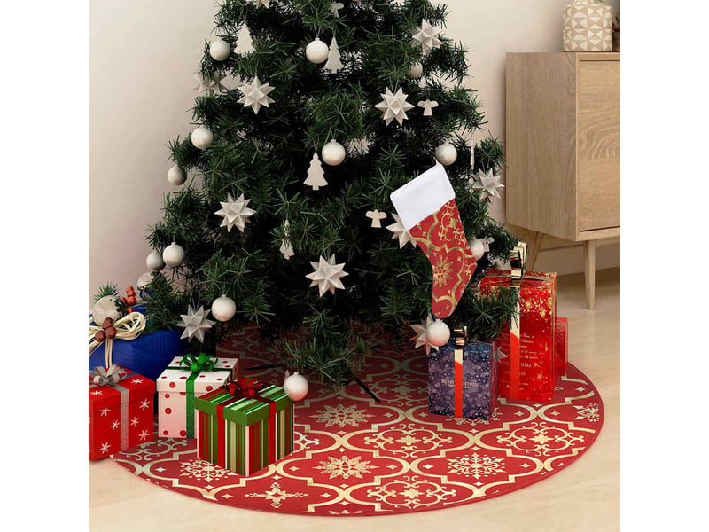  Jupe de sapin de noël de luxe avec chaussette rouge 90 cm tissu  - Conforama B